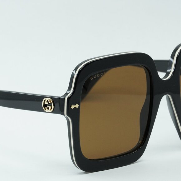 Gucci GG1241S 001 Sunglasses Black Square Frame, Brown Lenses main image 8